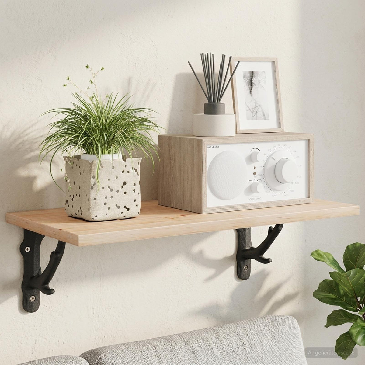 Fali polckonzolok 2 db Fekete 21.5 x 21.5 x 3.5 cm Acél