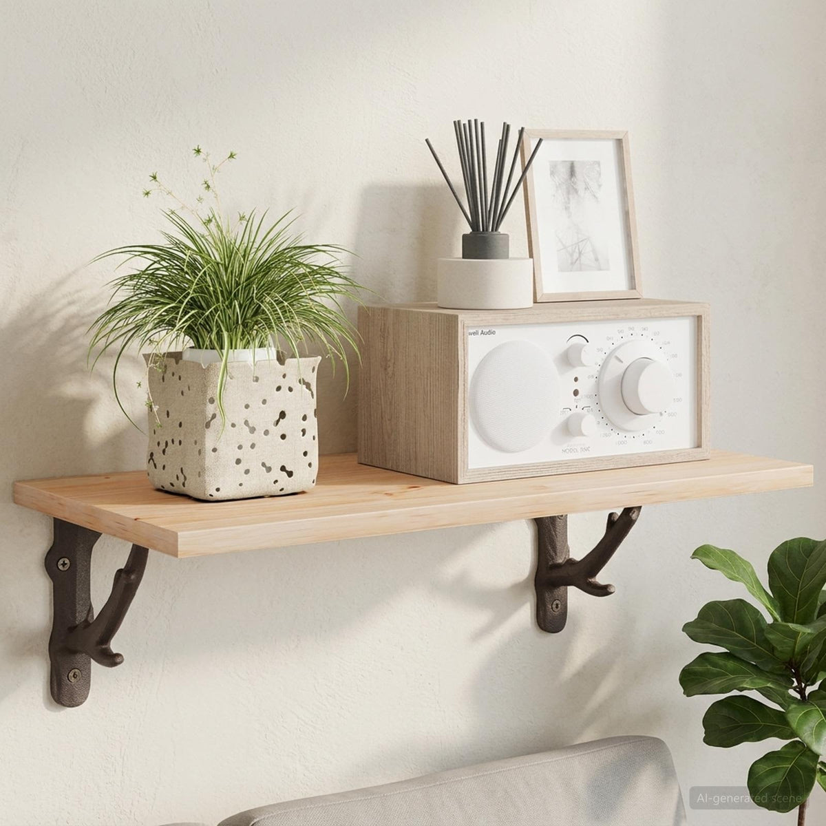 Fali polckonzolok 12 db Antik Barna 21.5 x 21.5 x 3.5 cm Acél