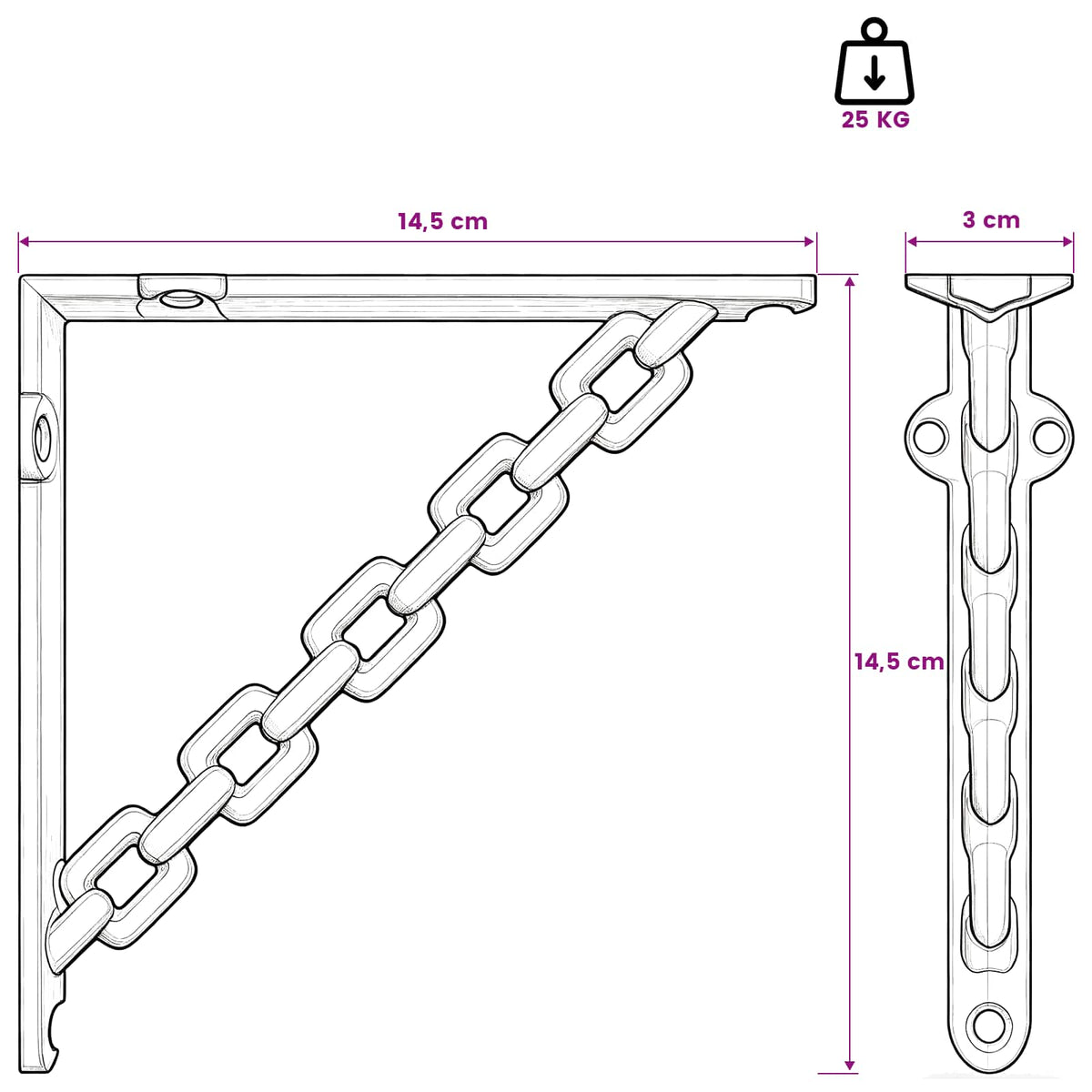 Fal polc tartók 12 db Fekete 14,5 x 14,5 x 3 cm Acél 7