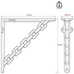Fal polc tartók 2 db Fekete 21 x 21 x 3.5 cm Acél 6