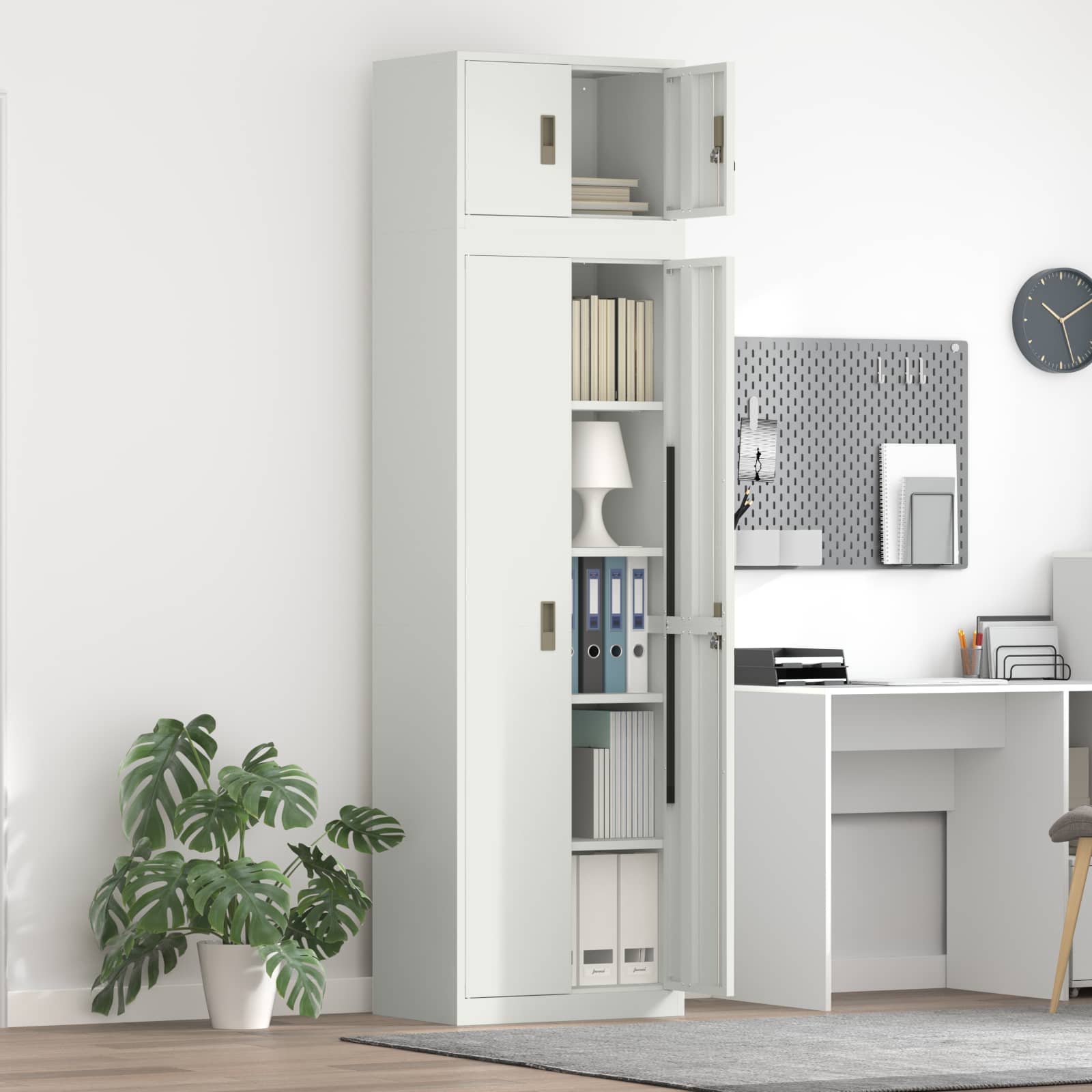 Tárolószekrény 2 db Fehér 60 x 40 x 220 cm Acél Zárolható
