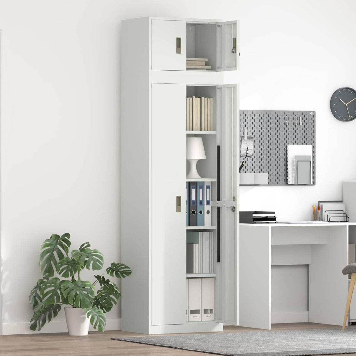 Tárolószekrény 2 db Fehér 60 x 40 x 220 cm Acél Zárolható