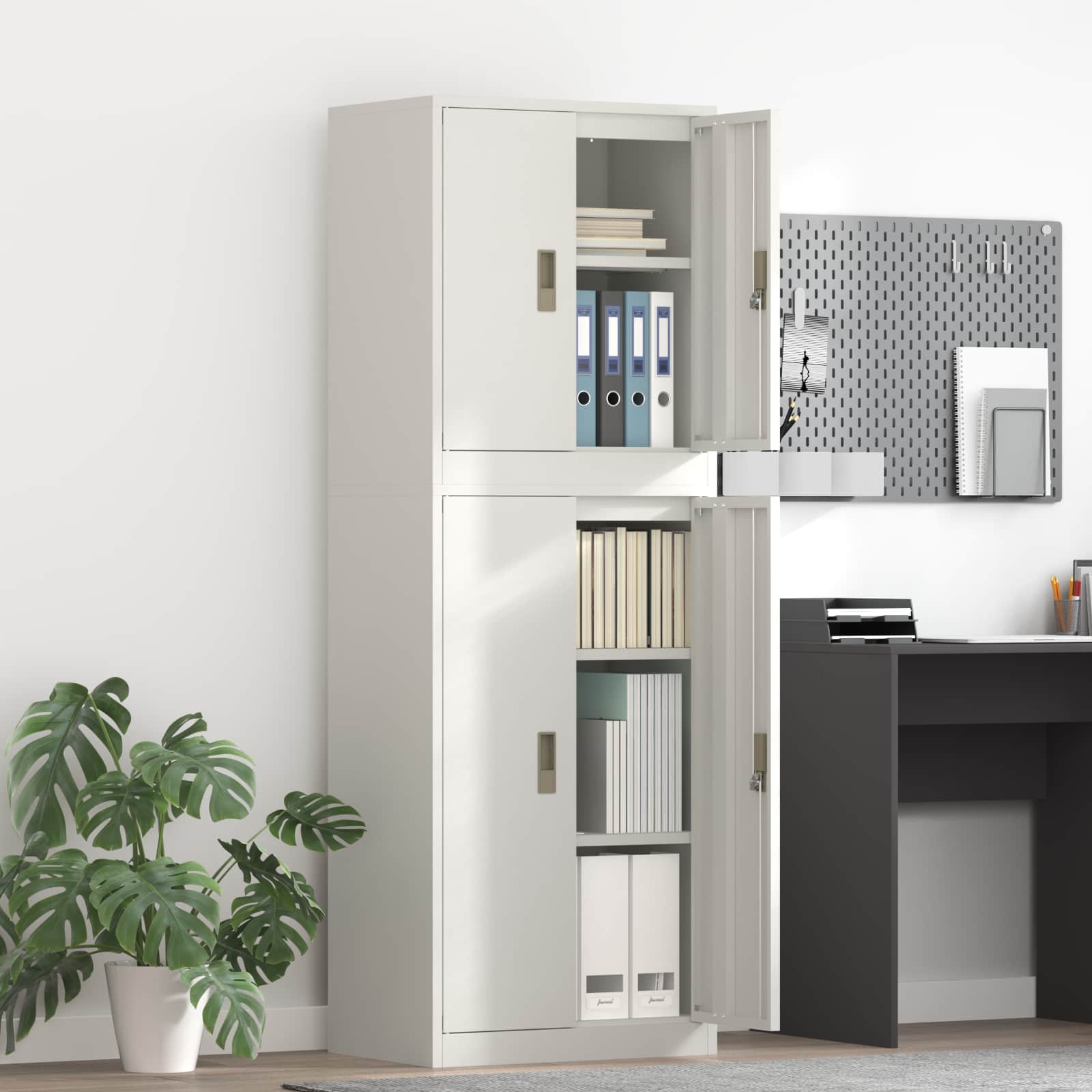 Tárolószekrény 2 db Fehér 60 x 40 x 175 cm Acél Zárolható