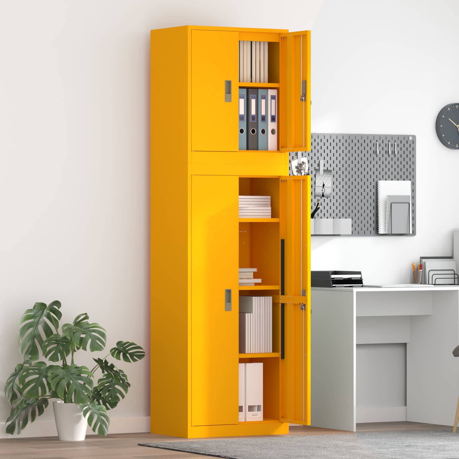 Tárolószekrény 2 db Mustársárga 60 x 40 x 210 cm Acél Zárolható