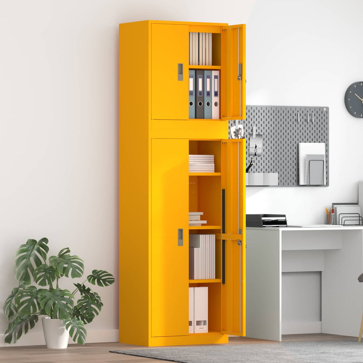 Tárolószekrény 2 db Mustársárga 60 x 40 x 210 cm Acél Zárolható