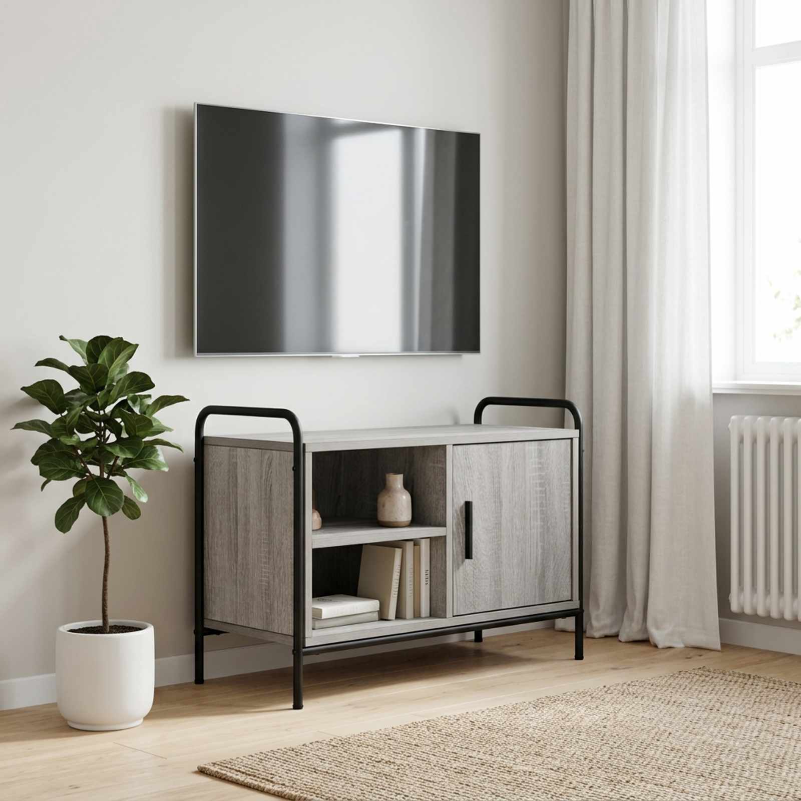 TV szekrény 133 x 33 x 50 cm Szürke Sonoma Szerelt Fa