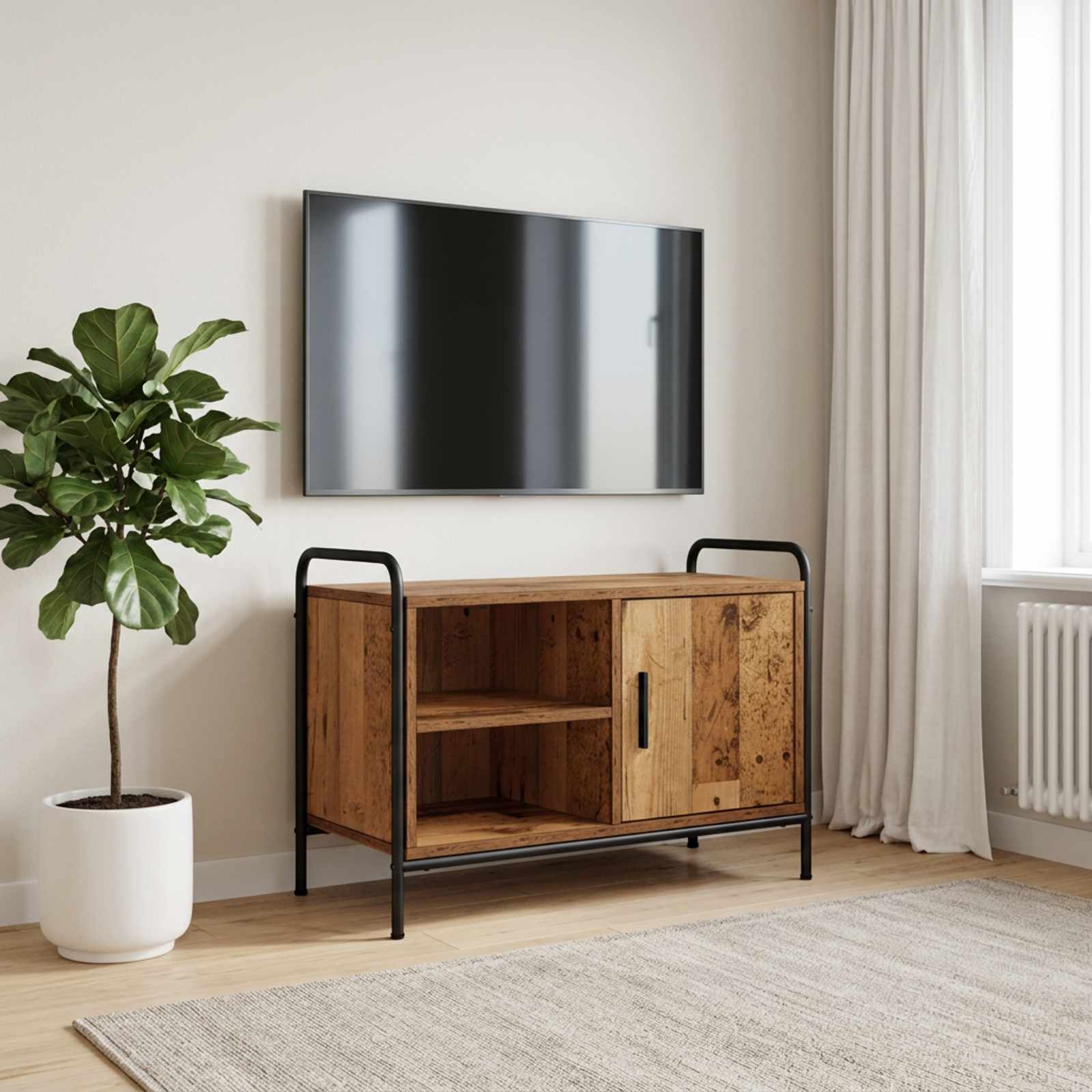 TV szekrény 133 x 33 x 50 cm Antik Fa Szerelt Fa