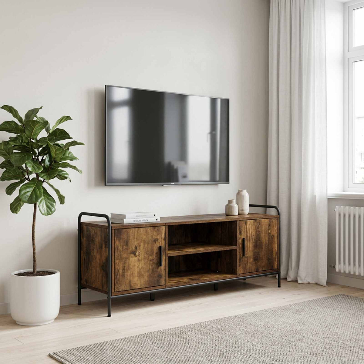 TV szekrény 119 x 33 x 50 cm Füstös Tölgy