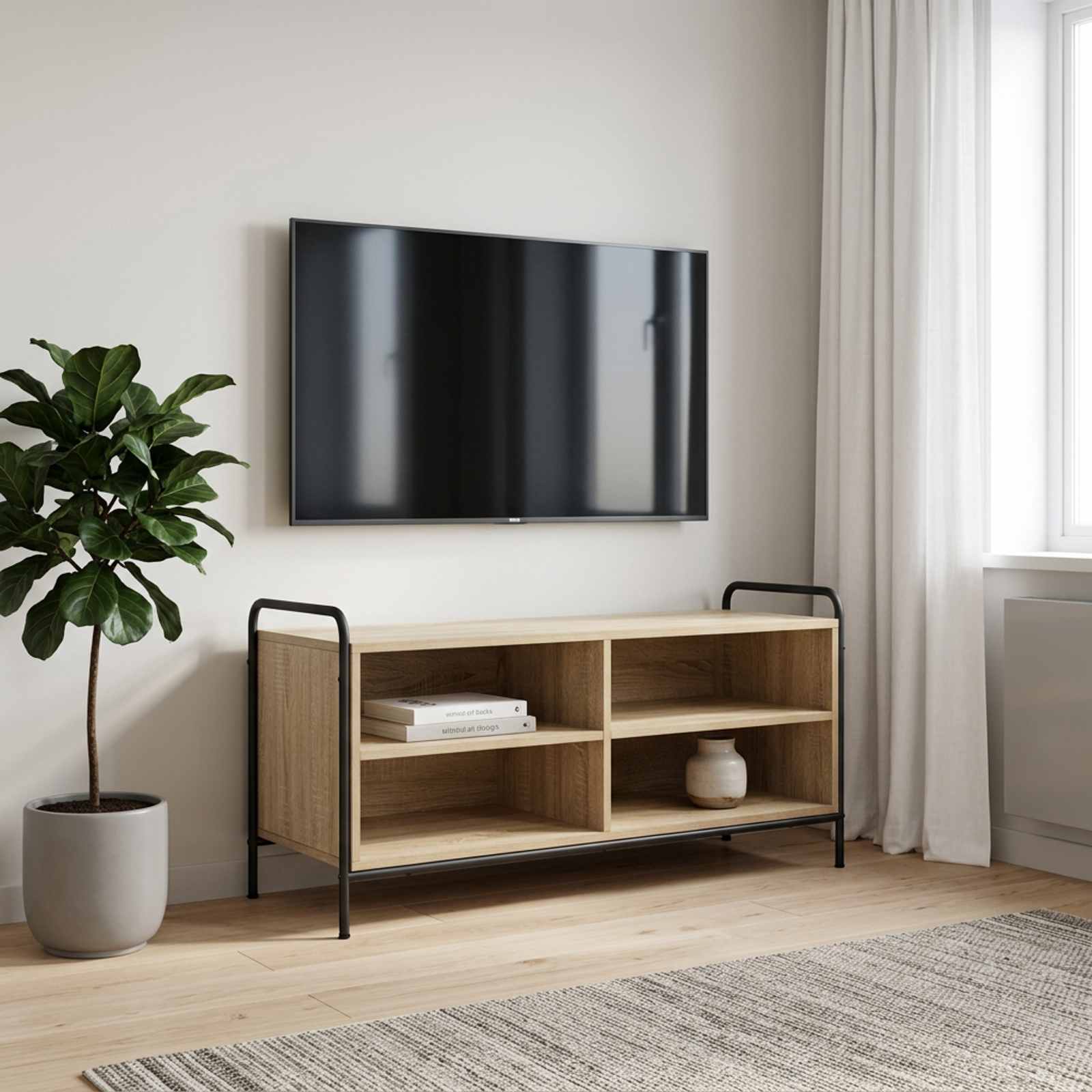 TV szekrény 140 x 39,5 x 50 cm Sonoma Tölgy Szerelt Fa