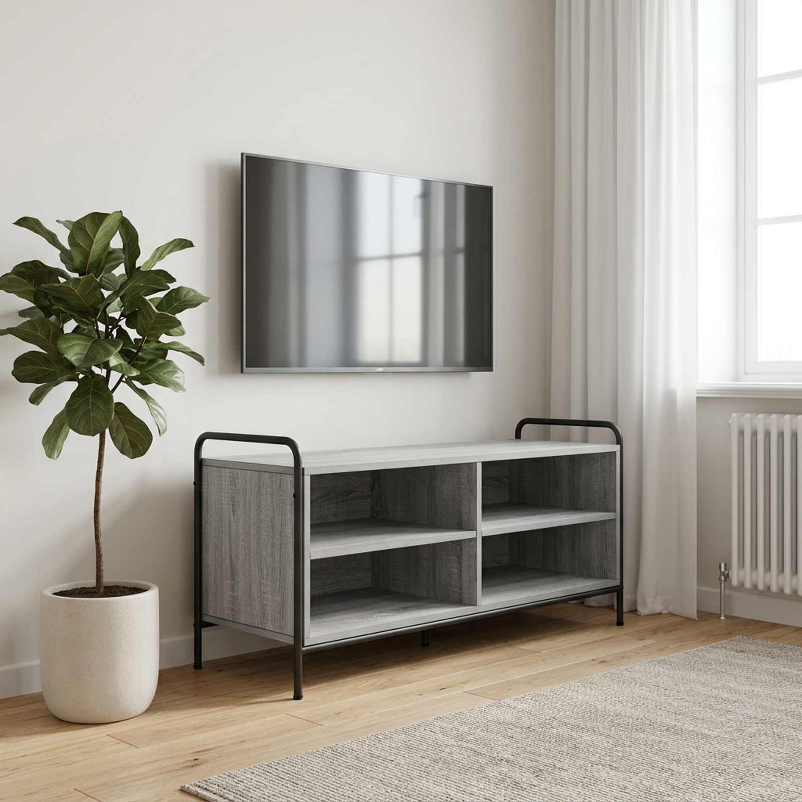 TV szekrény 140 x 39,5 x 50 cm Szürke Sonoma Szerelt Fa