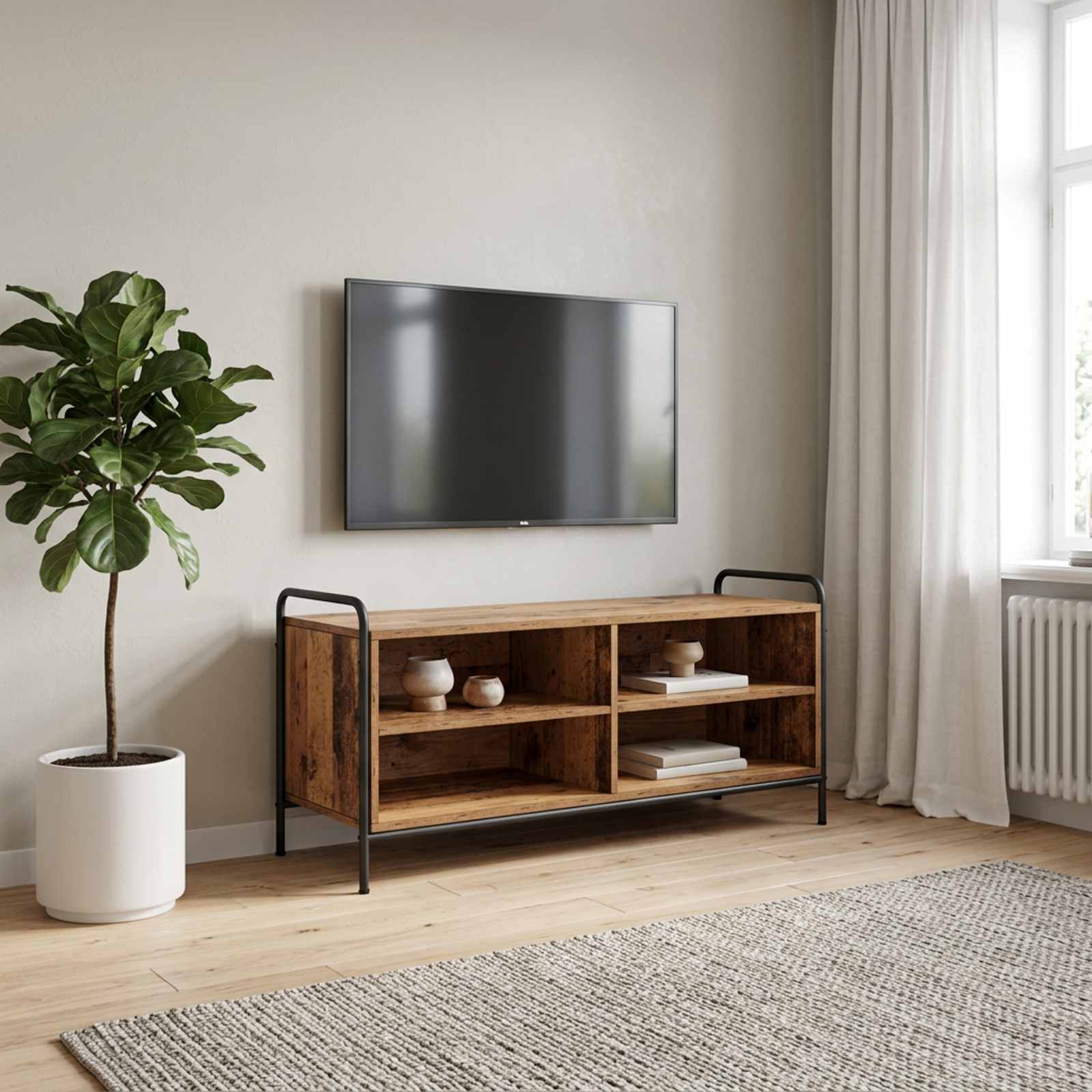 TV szekrény 140 x 39,5 x 50 cm Antik Fa Szerelt Fa
