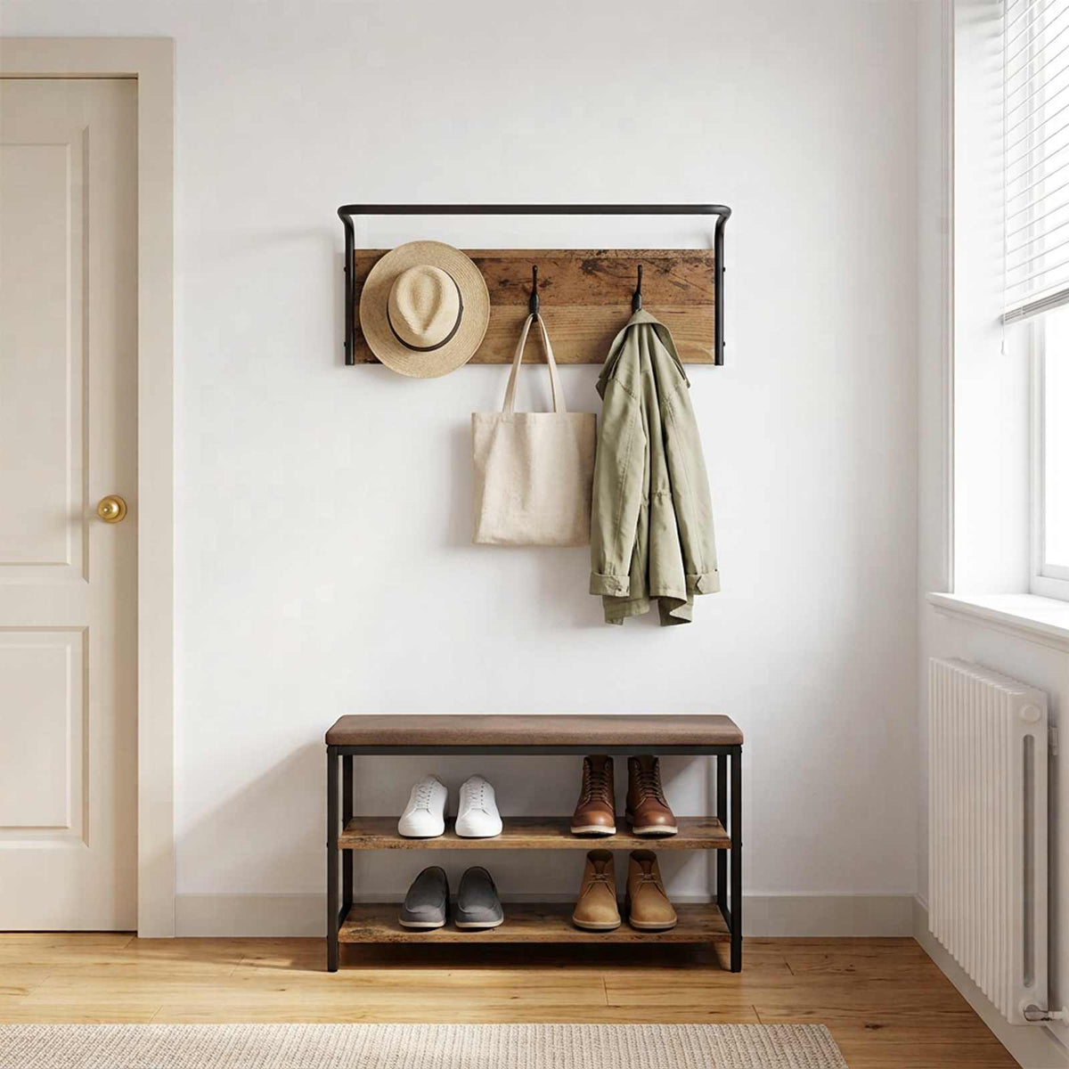 Kabáthorog Falra szerelhető Antik Fa 60 x 30 x 25 cm Szerelt Fa