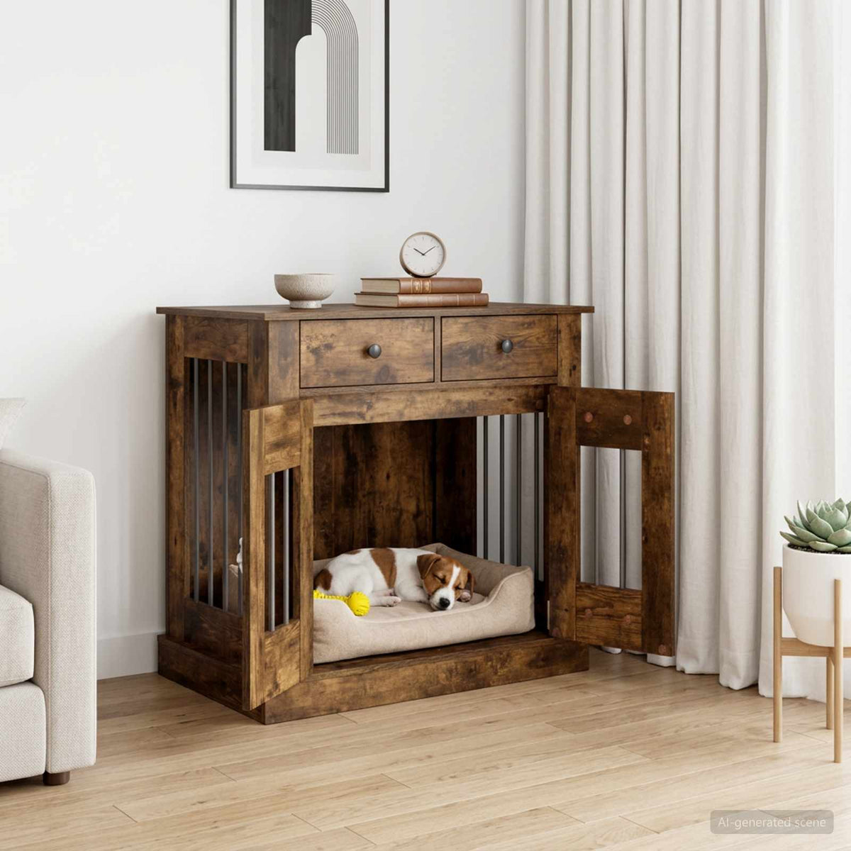 Kutya ketrec bútor Füstös Tölgy 80 x 47,5 x 80 cm Szerelt Fa