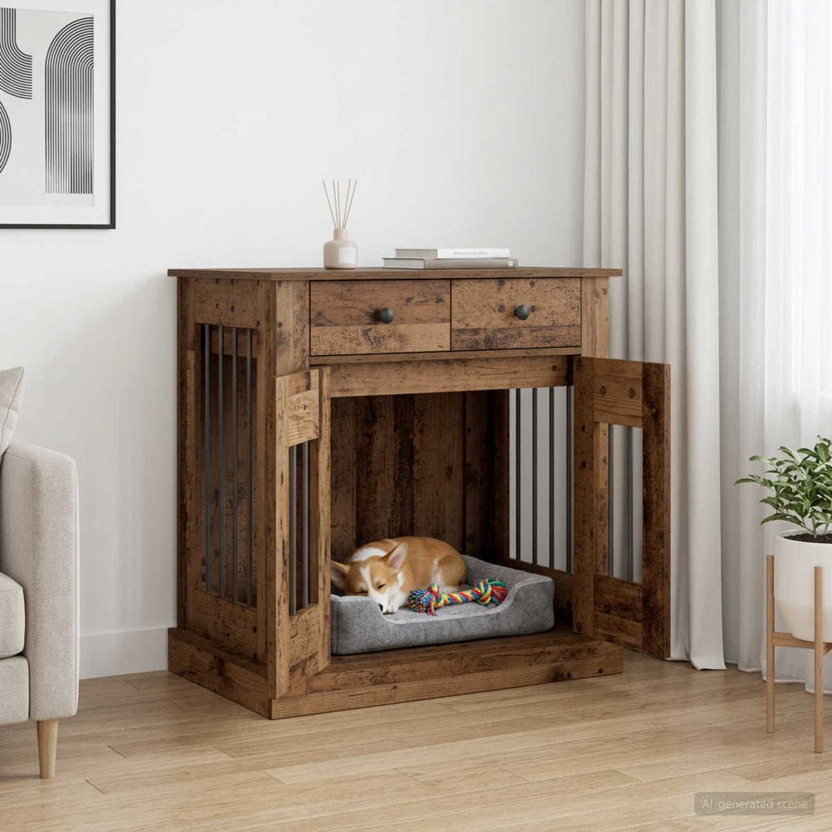 Kutya ketrec bútor Antik Fa 80 x 47,5 x 80 cm Szerelt Fa