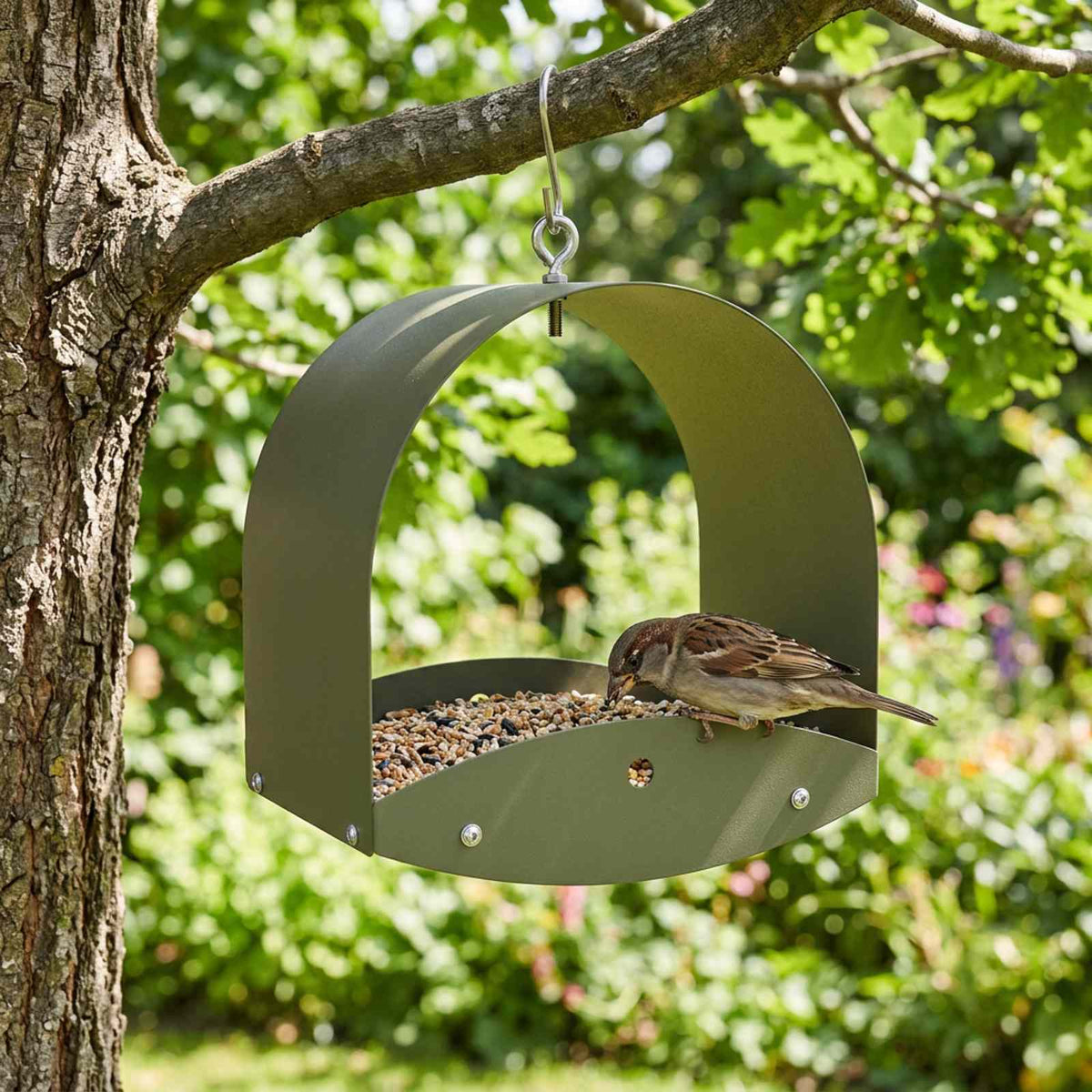 Függő madáretető Acél Olajzöld