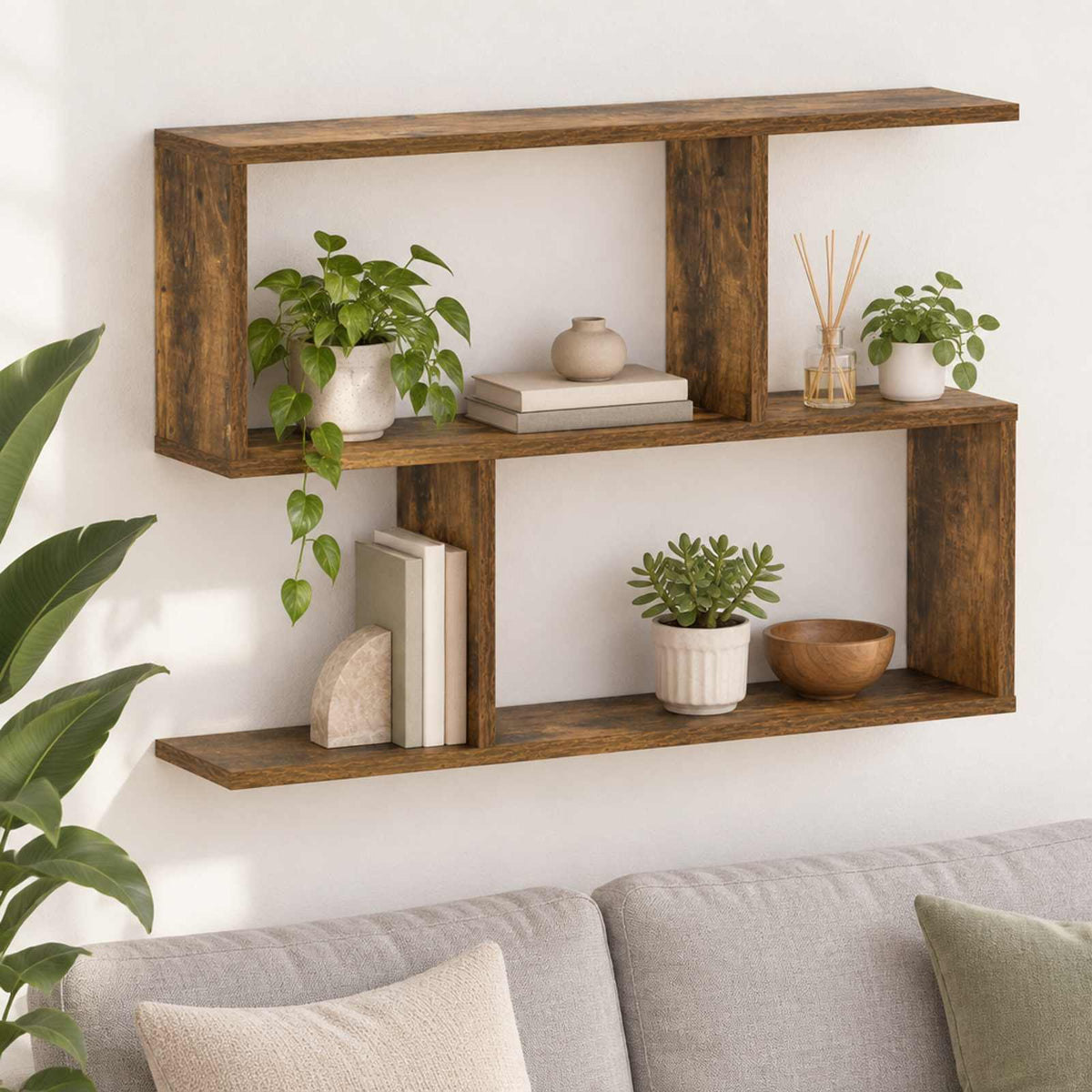 Falpolc Füstös Tölgy 72 x 17 x 55.5 cm Szerelt Fa