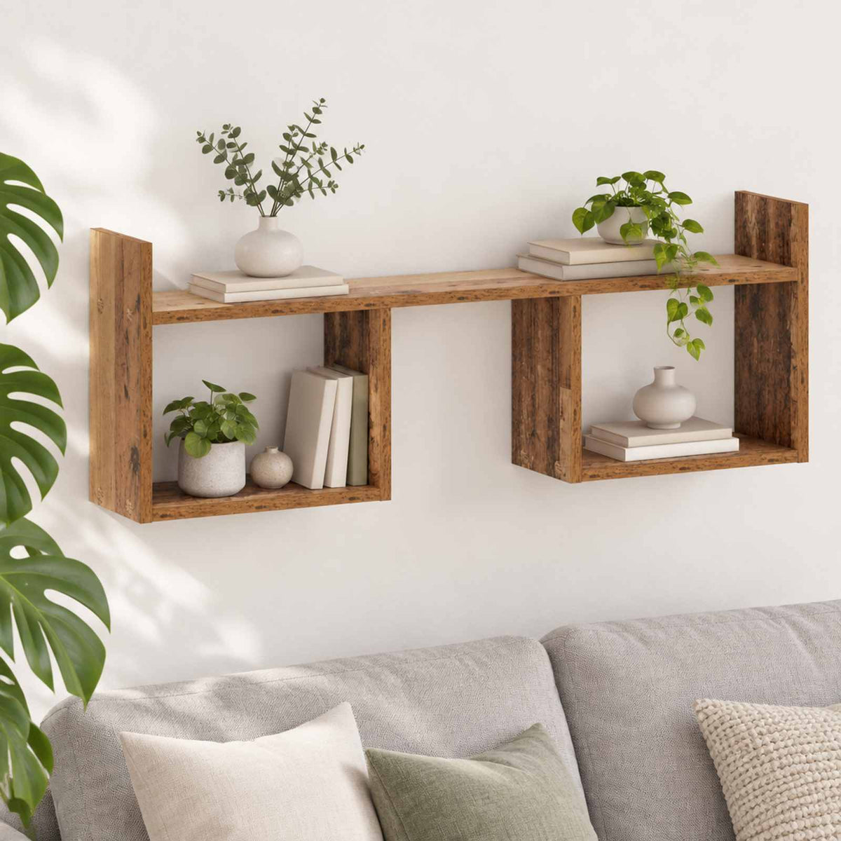 Falpolc Antik Fa 90 x 17 x 32 cm Szerelt Fa