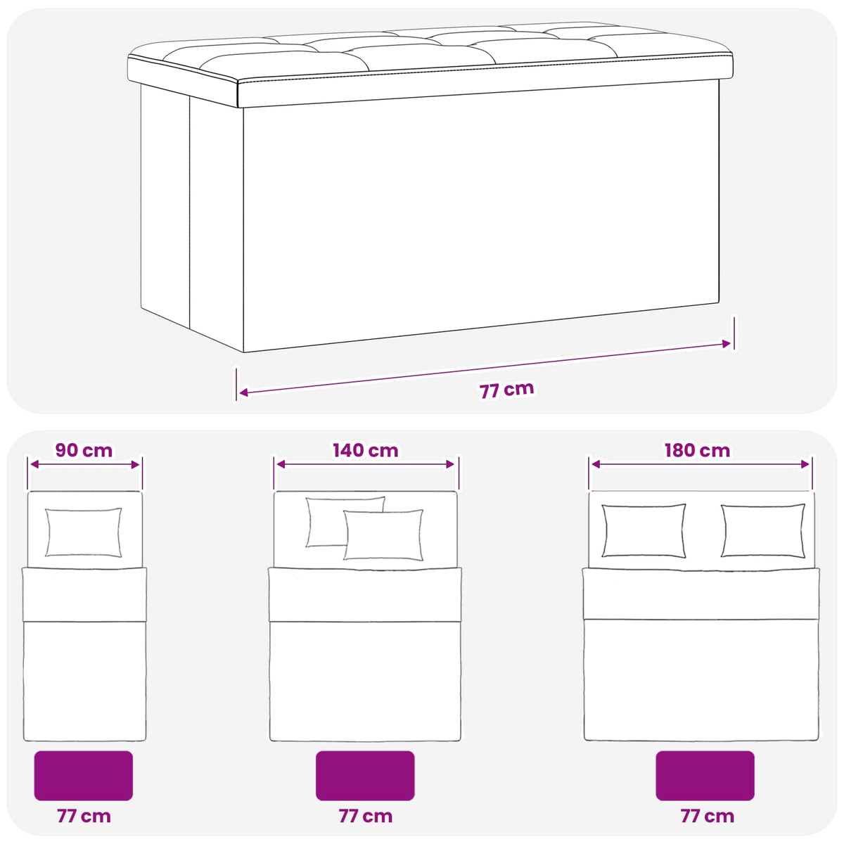 Összecsukható tárolópad Fekete 180 kg 80 L 77 x 38 x 38 cm 9
