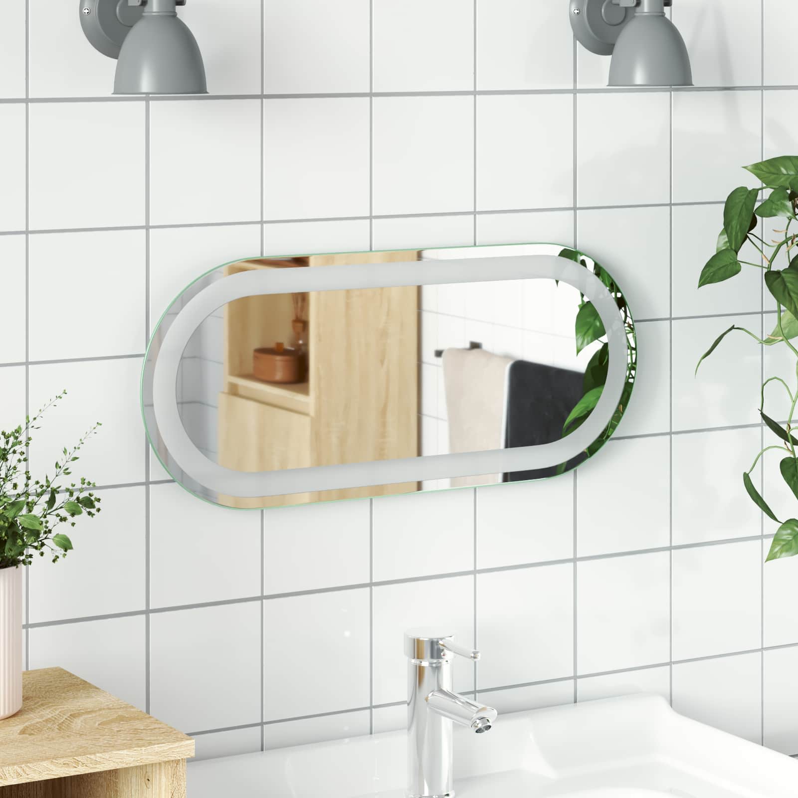 LED Fürdőszoba Tükör tükörrel Átlátszó 60 x 25 cm edzett üveg