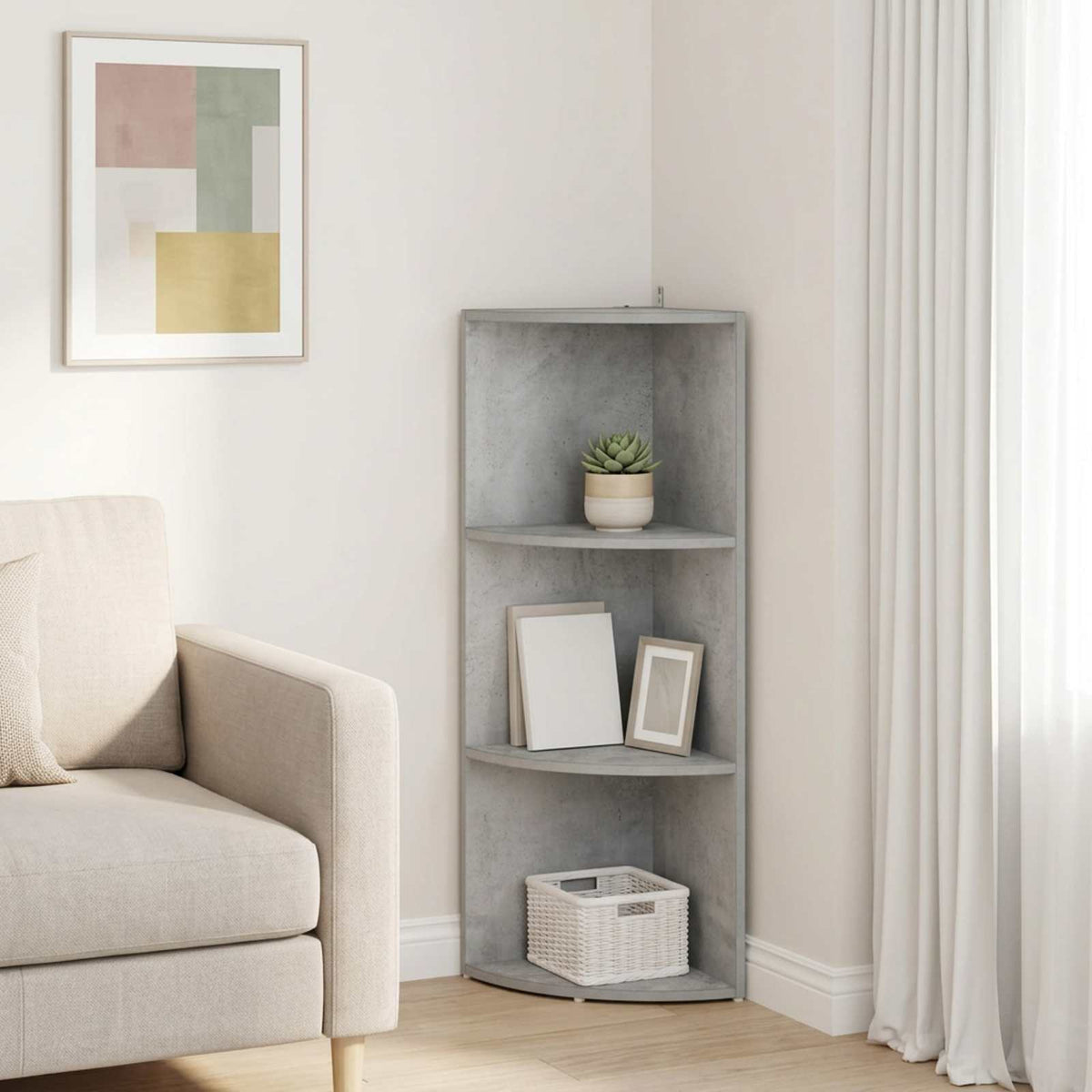Sarokpolc 3 szintes 41,5 x 41,5 x 107,5 cm Szerelt Fa