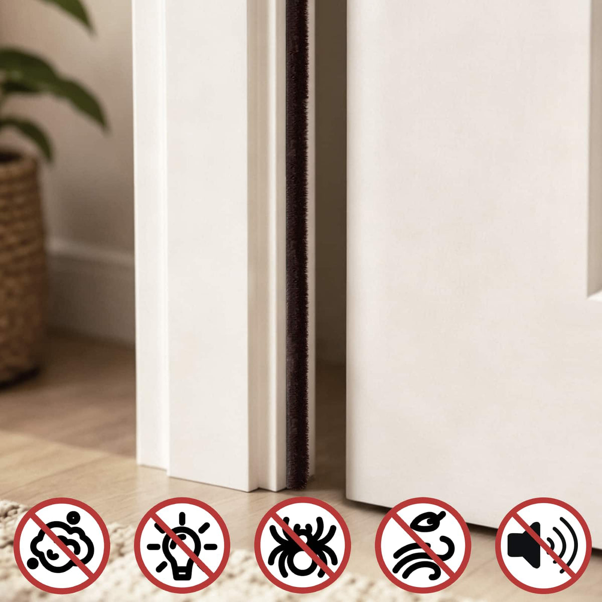Öntapadó kefés ajtószigetelő 5 m PP Barna