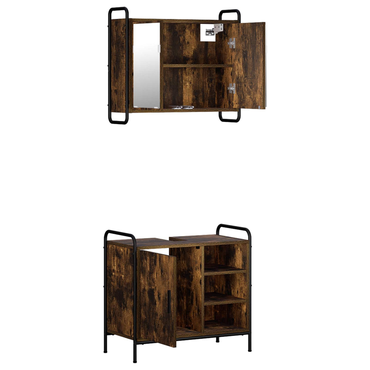 Fürdőszobai Szekrény Szett 2 db Füstös Tölgy 65,5 x 34 x 61 cm 5