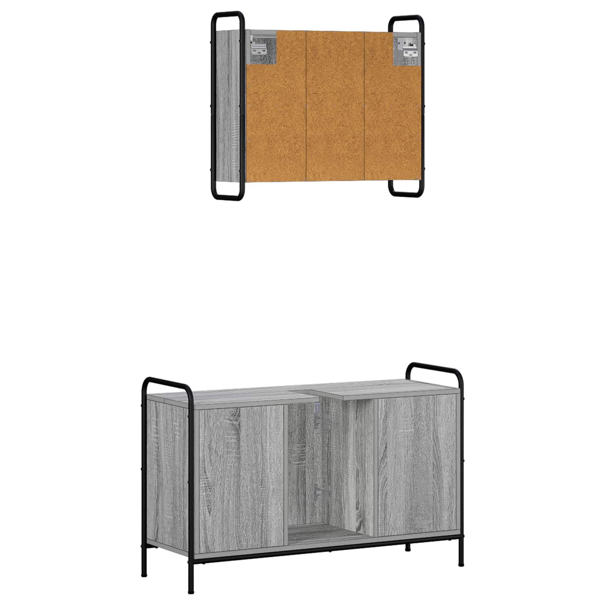 Fürdőszobai Szekrény Szett 2 db Szürke Sonoma 65,5 x 34 x 61 cm 6