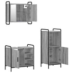 Fürdőszobai Szekrény Szett 3 db Szürke Sonoma 40 x 36 x 99,5 cm 6