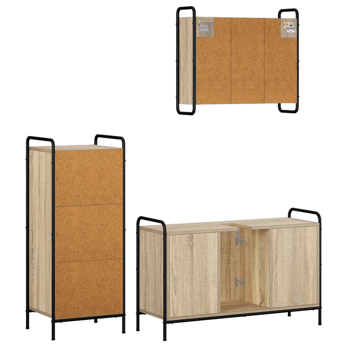 Fürdőszobai Szekrény Szett 3 db Sonoma Tölgy 40 x 36 x 99,5 cm 7