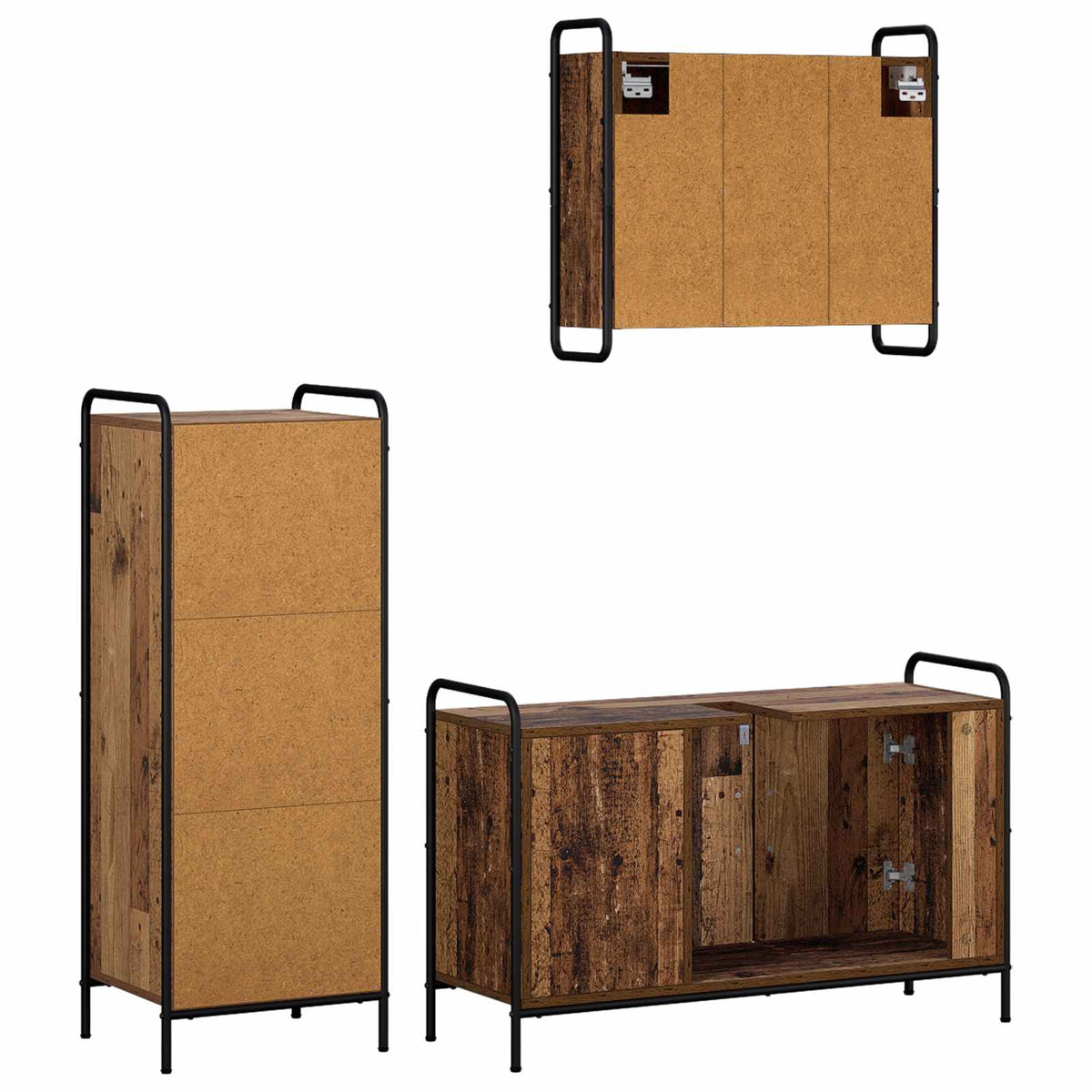 Fürdőszobai Szekrény Szett 3 db Antik Fa 40 x 36 x 109,5 cm 7