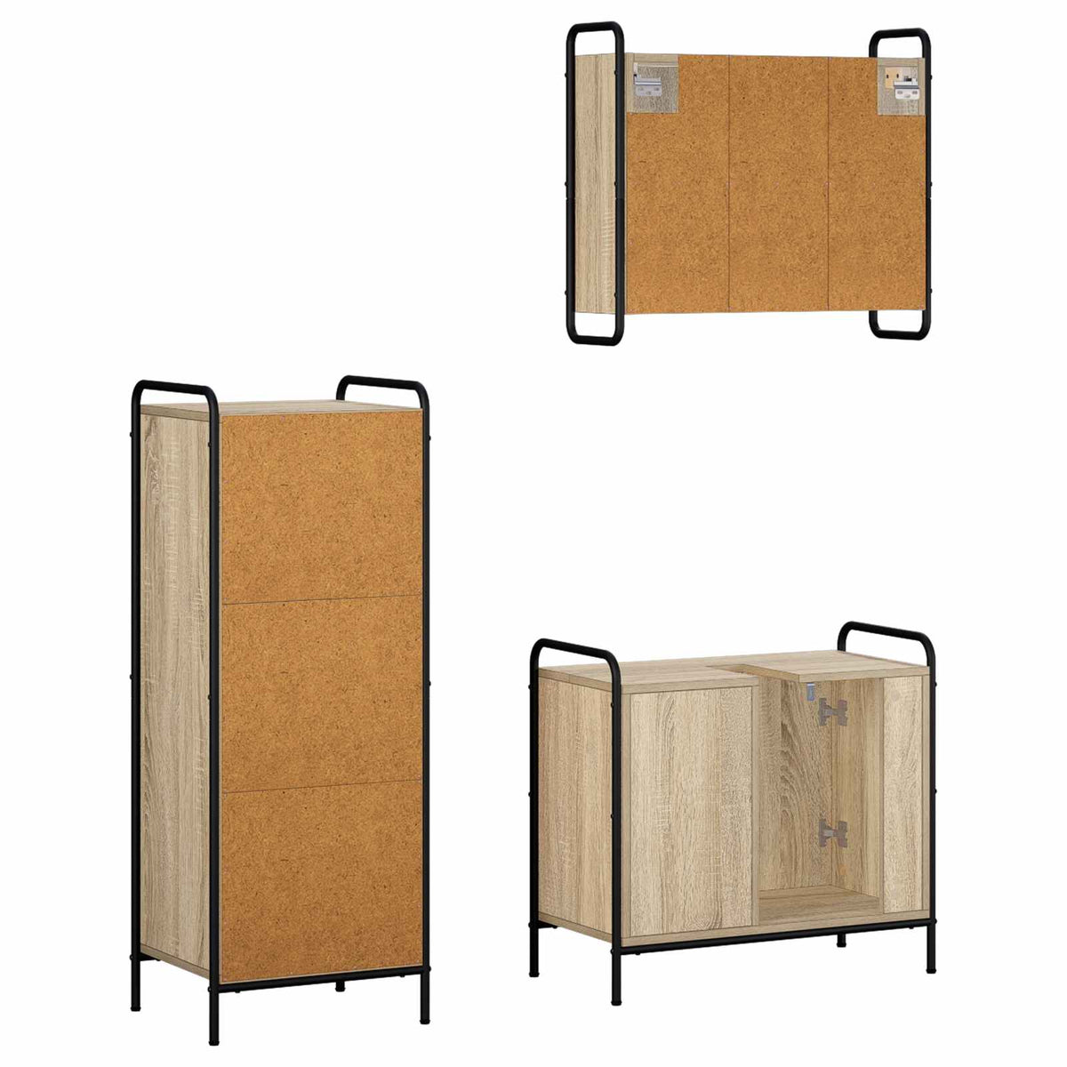 Fürdőszobai Szekrény Szett 3 db Sonoma Tölgy 40 x 36 x 109,5 cm 7