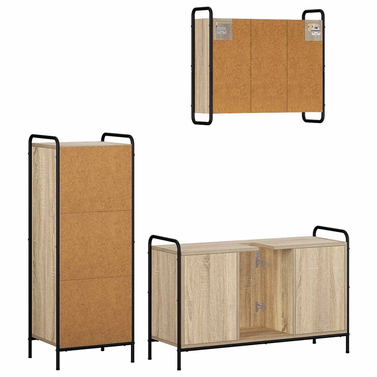 Fürdőszobai Szekrény Szett 3 db Sonoma Tölgy 40 x 36 x 109,5 cm 7