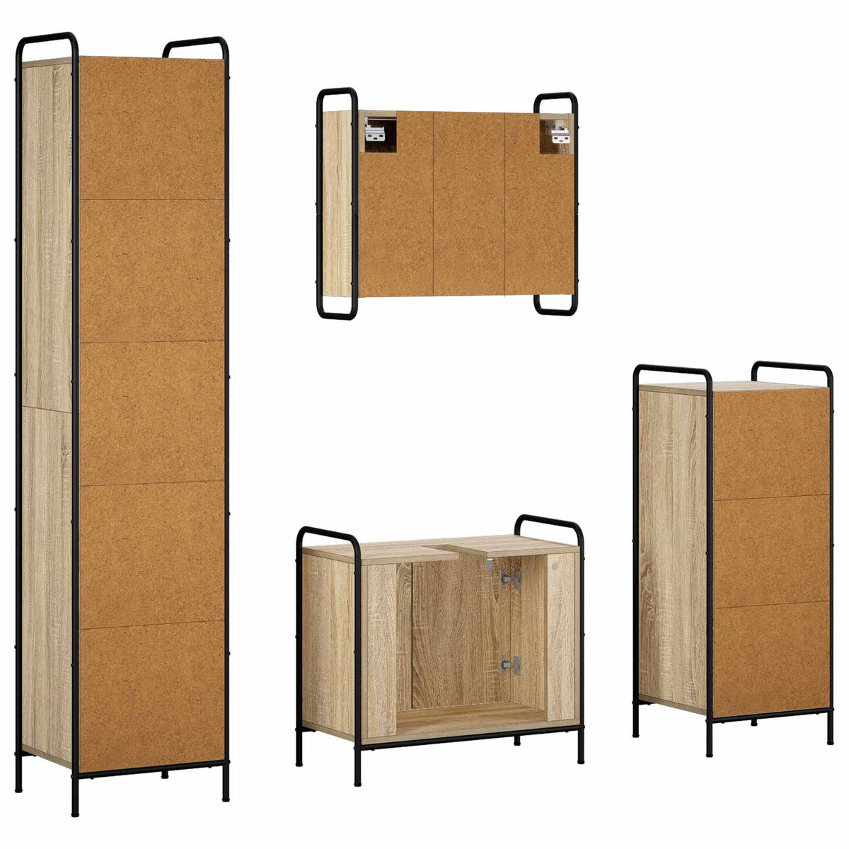Fürdőszobai Szekrény Szett 4 db Sonoma Tölgy 40 x 36 x 181 cm 8