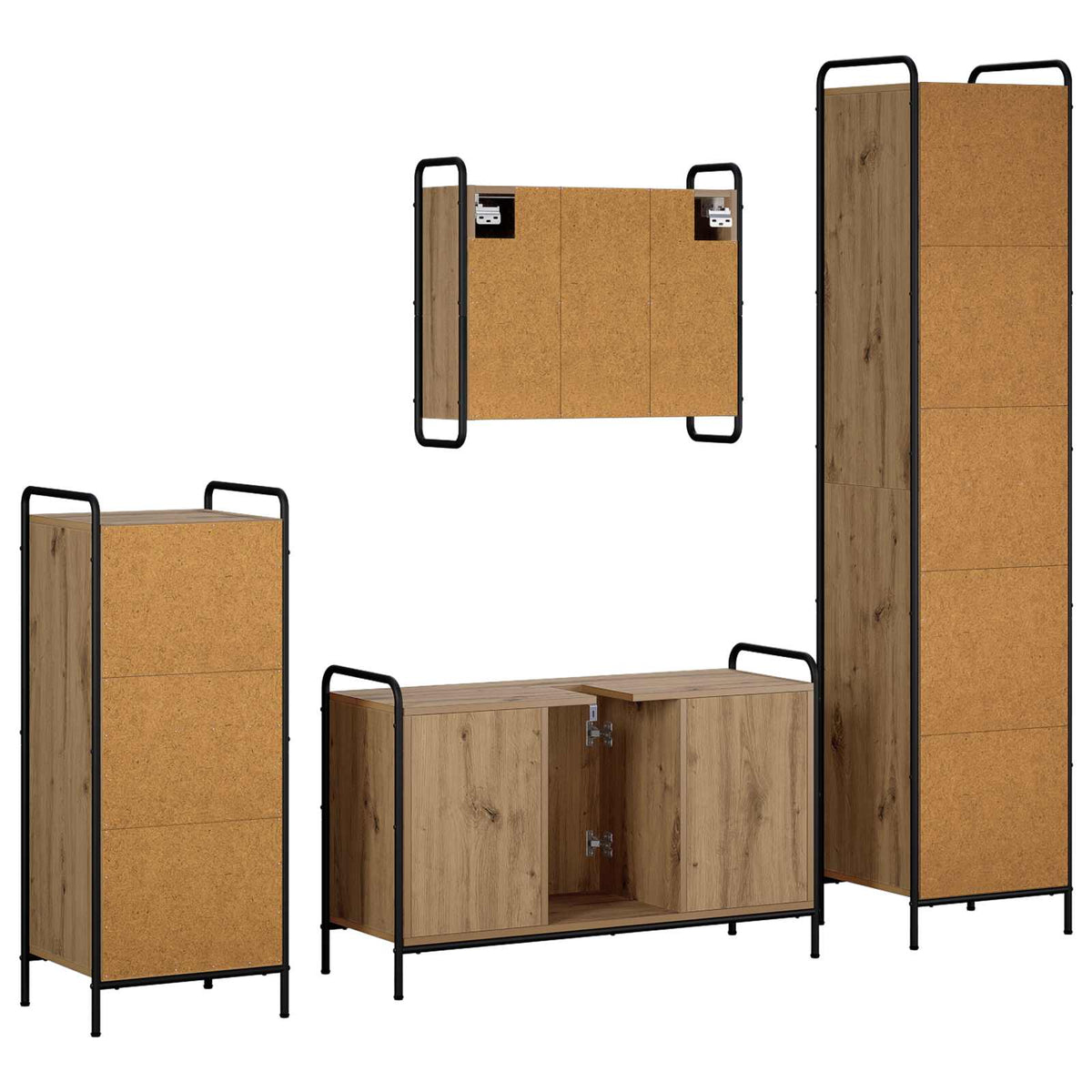 Fürdőszobai Szekrény Szett 4 db Kézműves Tölgy 40 x 36 x 181 cm 8