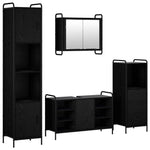 Fürdőszobai Szekrény Szett 4 db Fekete Tölgy 40 x 36 x 181 cm 2