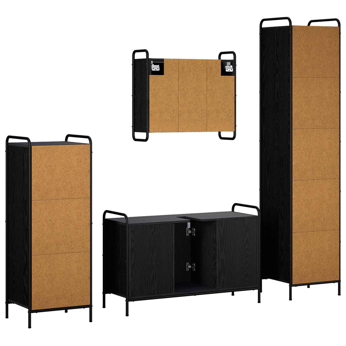 Fürdőszobai Szekrény Szett 4 db Fekete Tölgy 40 x 36 x 181 cm 8