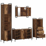 Fürdőszobai Szekrény Szett 4 db Antik Fa 40 x 36 x 181 cm 7