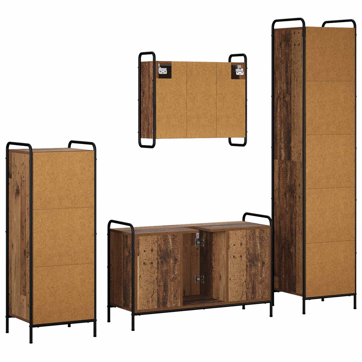 Fürdőszobai Szekrény Szett 4 db Antik Fa 40 x 36 x 181 cm 8