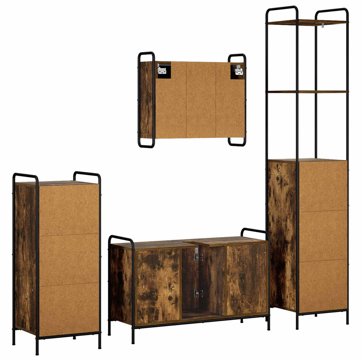 Fürdőszobai Szekrény Szett 4 db Füstös Tölgy 40 x 36 x 200,5 cm 8