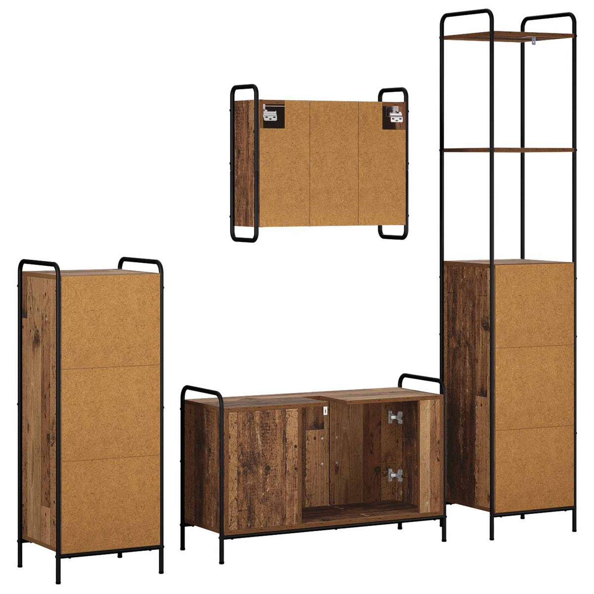 Fürdőszobai Szekrény Szett 4 db Antik Fa 40 x 36 x 200,5 cm 8