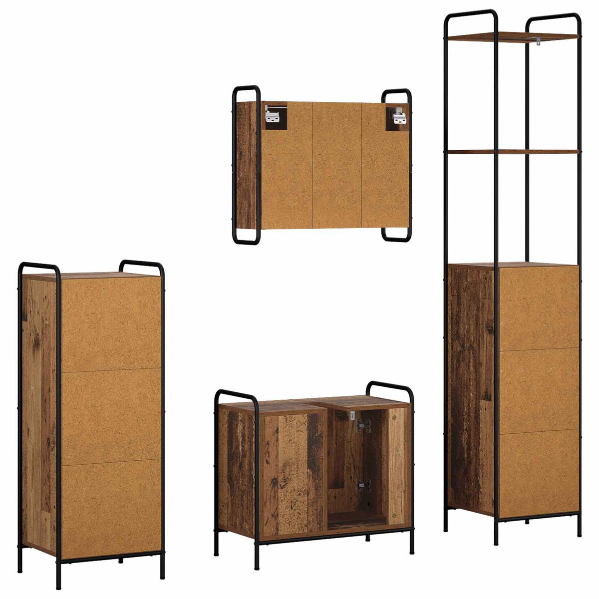 Fürdőszobai Szekrény Szett 4 db Antik Fa 40 x 36 x 200,5 cm 8