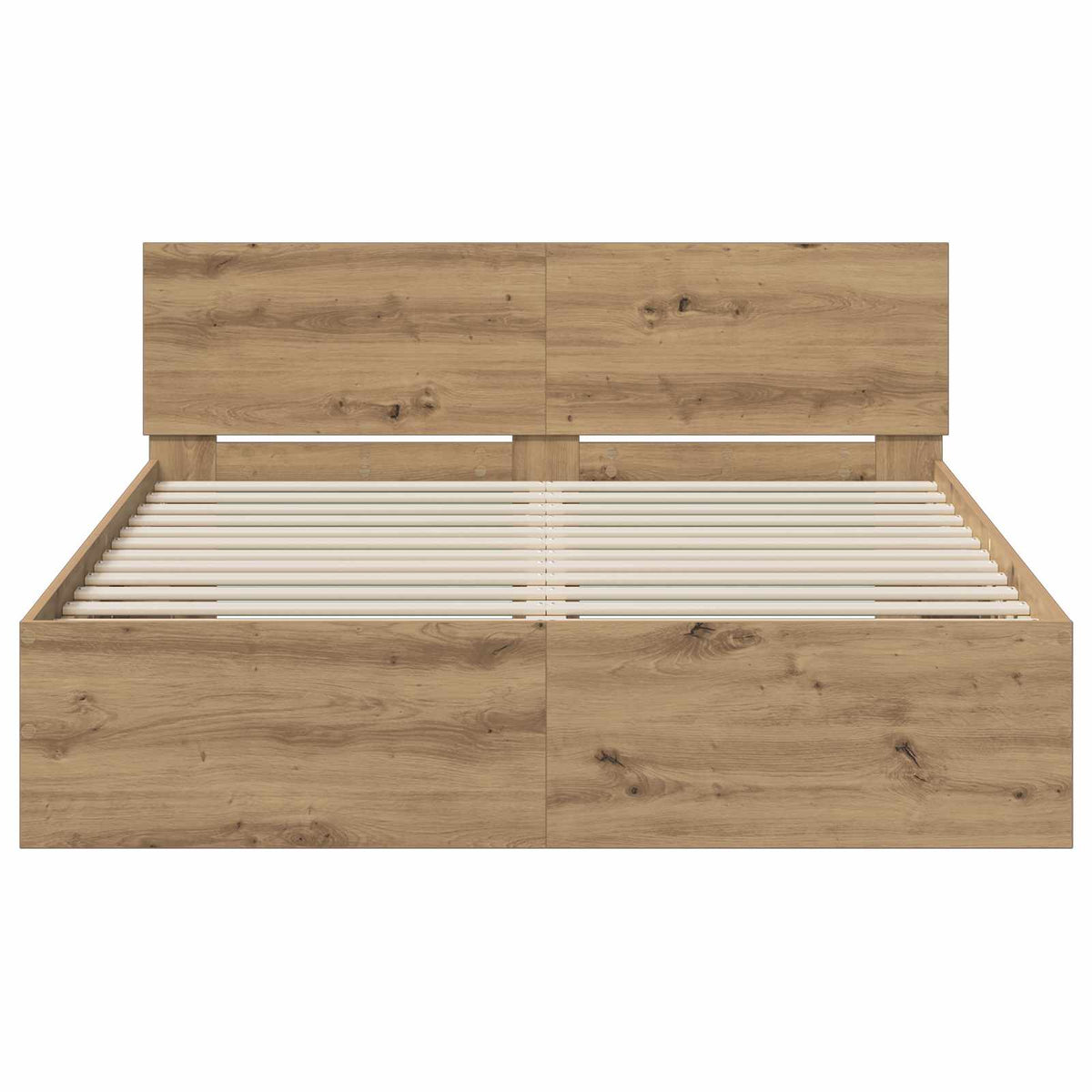 Ágykeret támlával Kézműves Tölgy 120 x 200 cm Szerelt fa 3