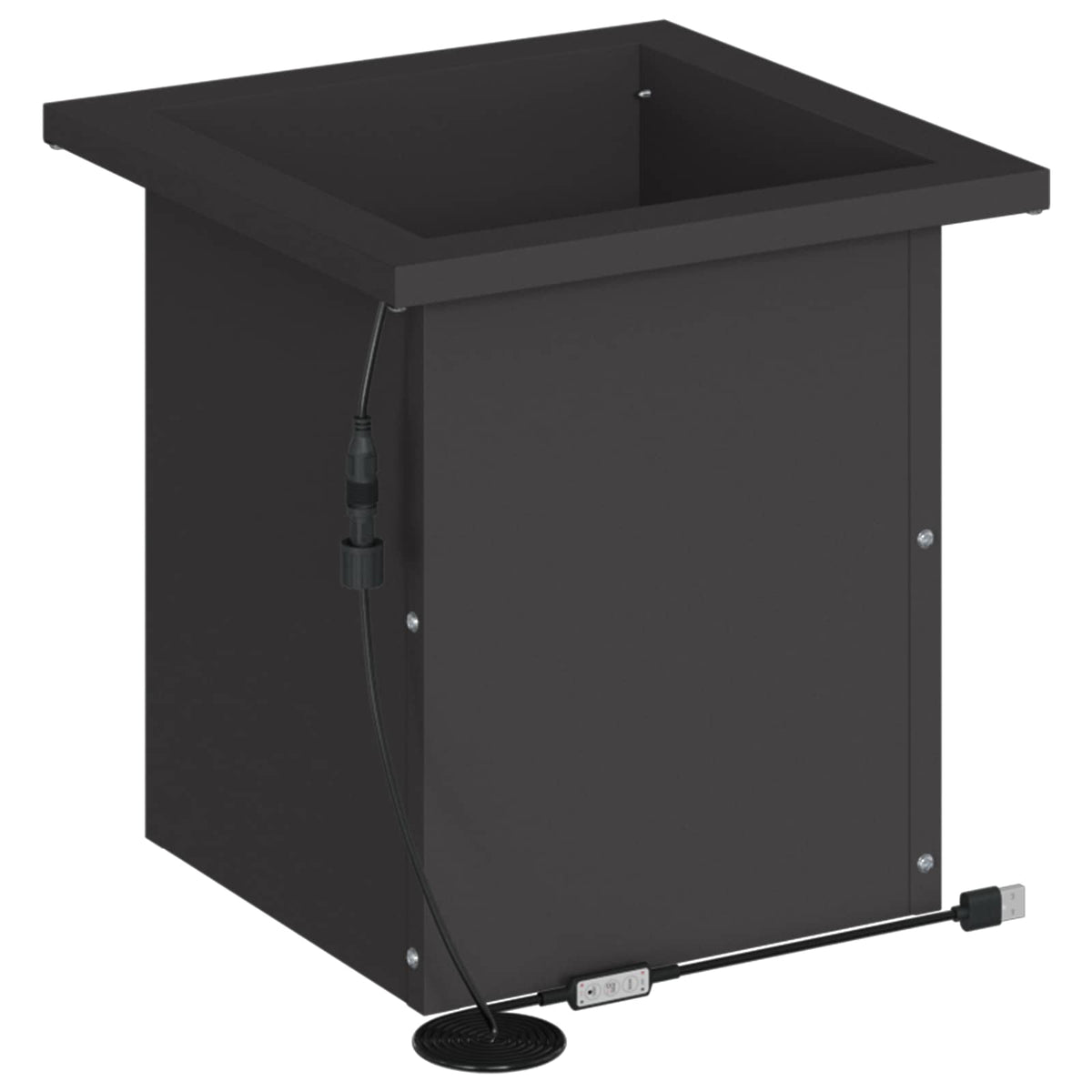 Led-es kerti virágláda 2 db Fekete 30 x 30 x 30 cm Acél 6