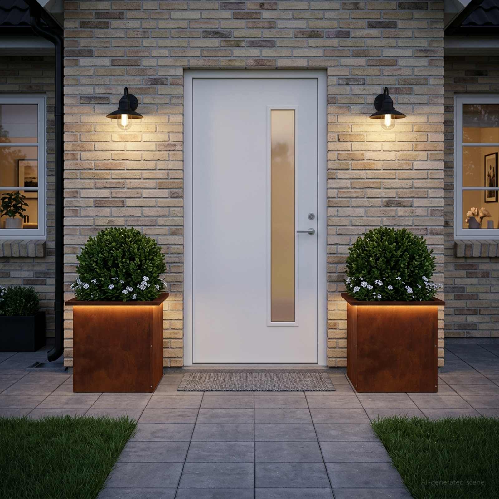 Led-es kerti virágláda 2 db Rozsdás 40 x 40 x 40 cm