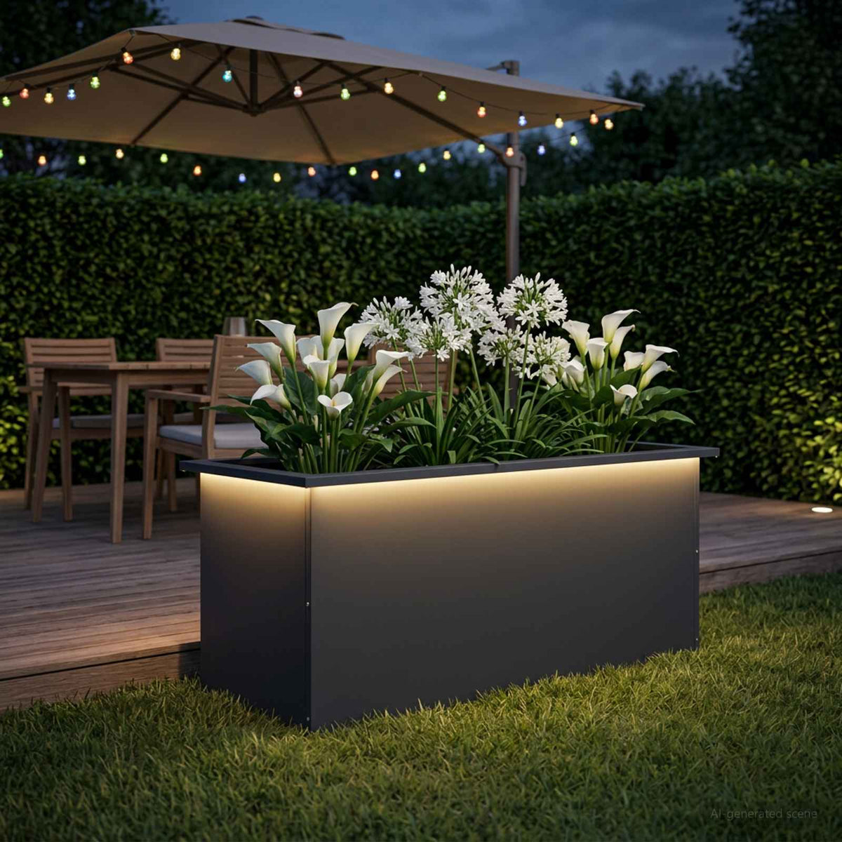 Led-es kerti virágláda Antracit 40 x 100 x 40 cm Acél 3