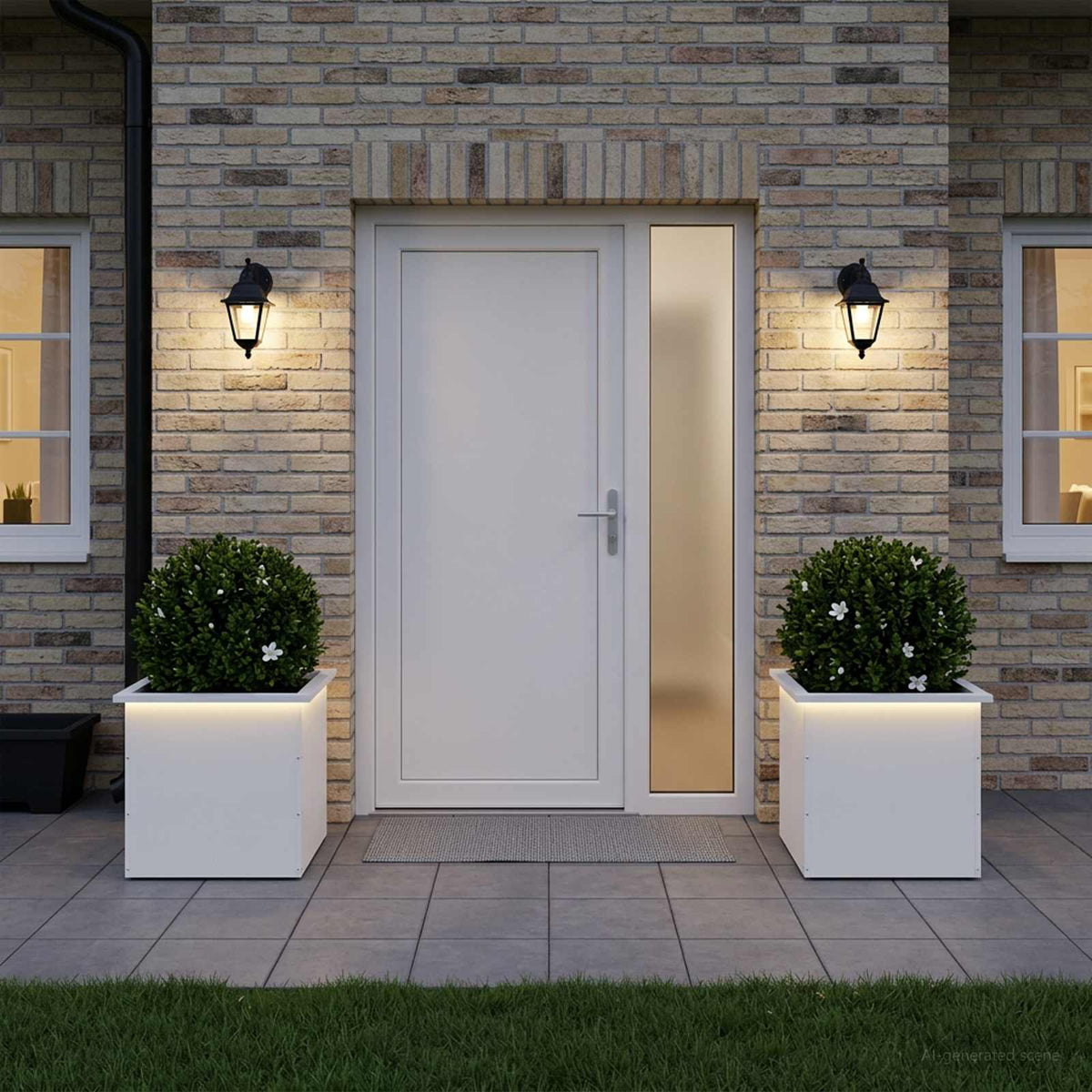 Led-es kerti virágláda 2 db Fehér 50 x 50 x 48 cm Acél 3