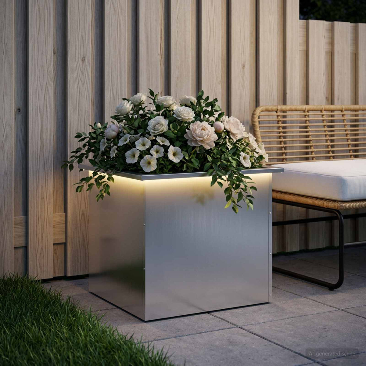 Led-es kerti virágláda Ezüst 50 x 60 x 48 cm Horganyzott Acél 3