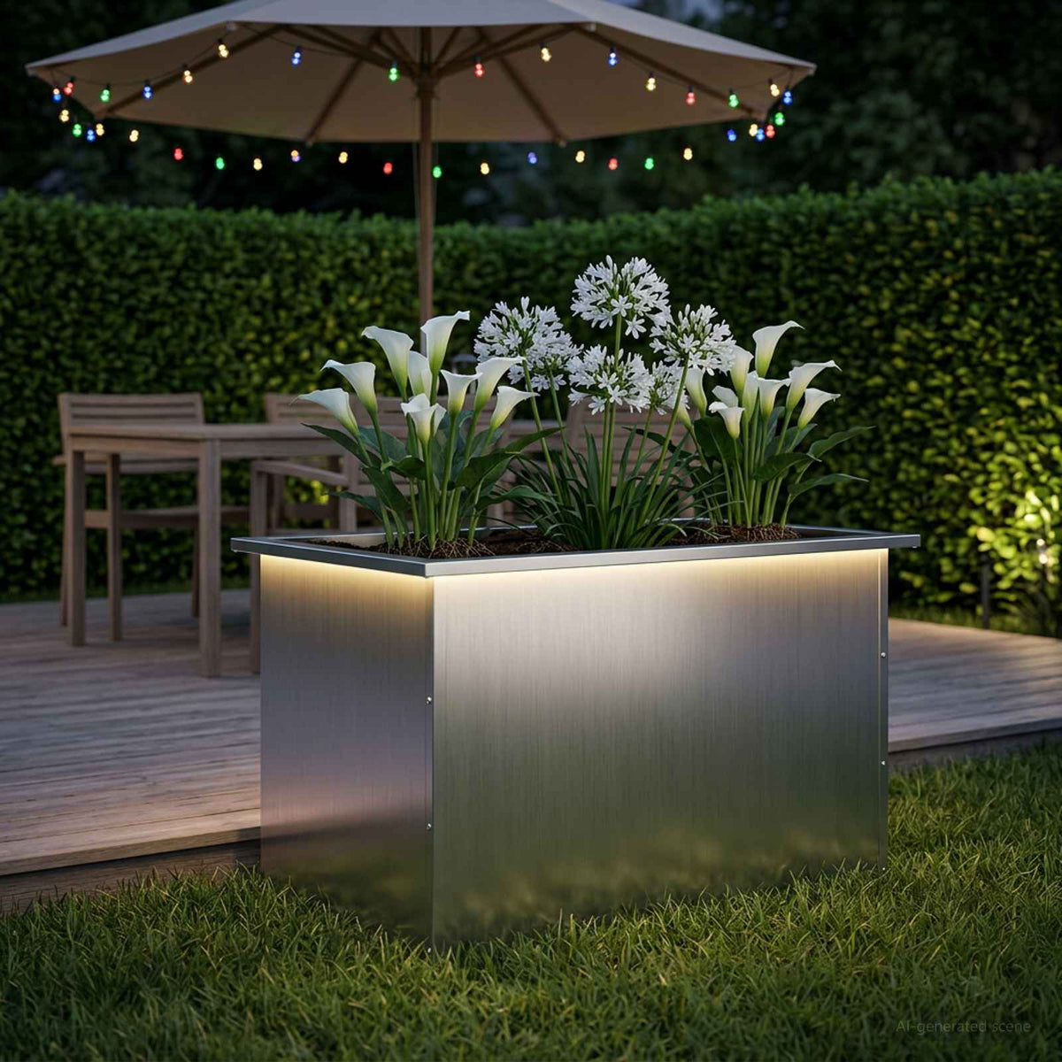 Led-es kerti virágláda Ezüst 50 x 80 x 48 cm Horganyzott Acél
