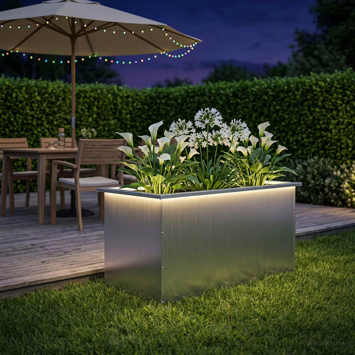 Led-es kerti virágláda Fehér 50 x 100 x 48 cm Acél 3
