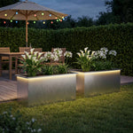 Led-es kerti virágláda 2 db Ezüst 50 x 100 x 48 cm 3